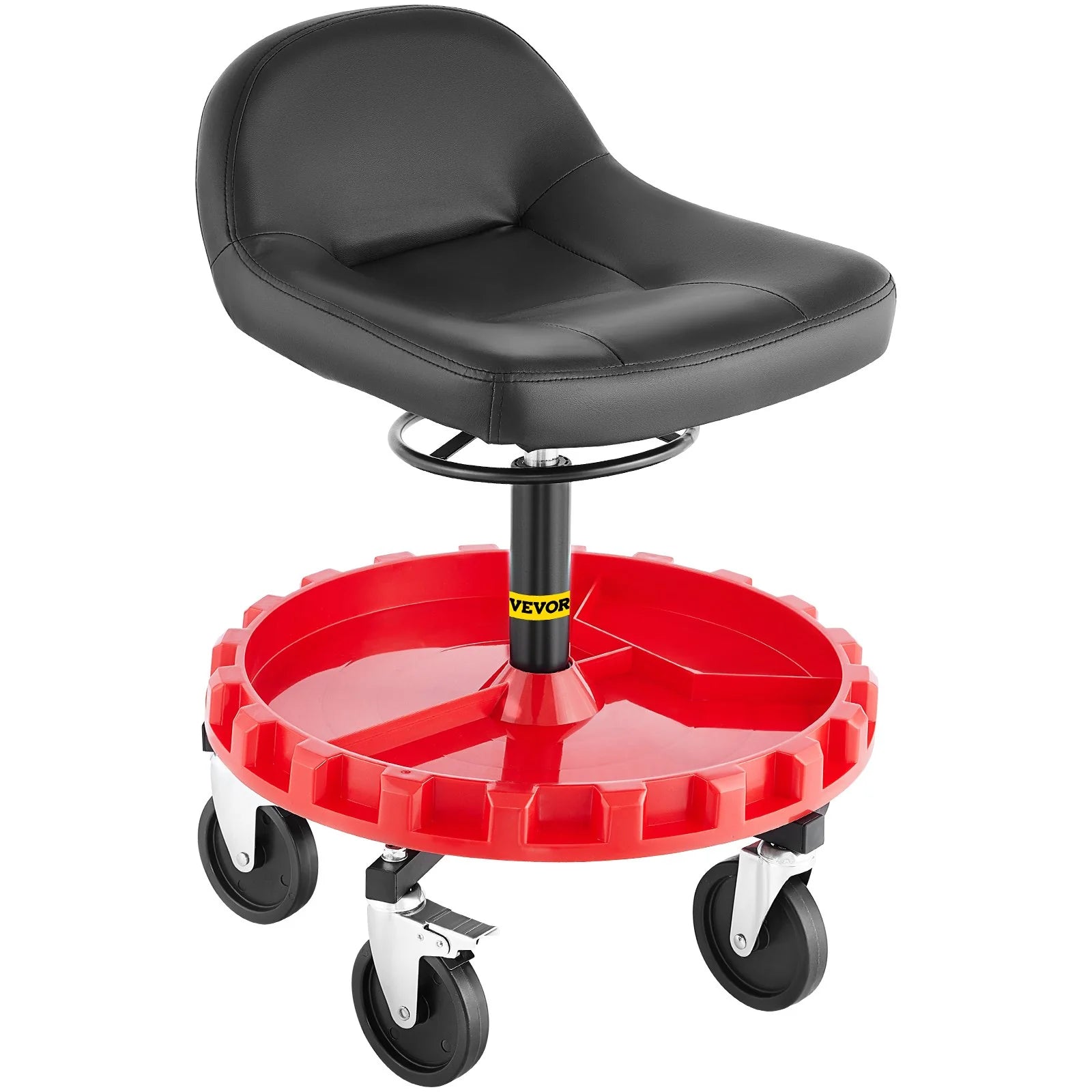 VEVOR Shop Stool, 300 LBS Rolling Garage Stool, 18¡± to 23¡± Adjustable Height Mobile Rolling Gear Seat, round Tray Garage Pneumatic Stool, All-Terrain 5\ Casters with Two Brakes Mechanic Seat