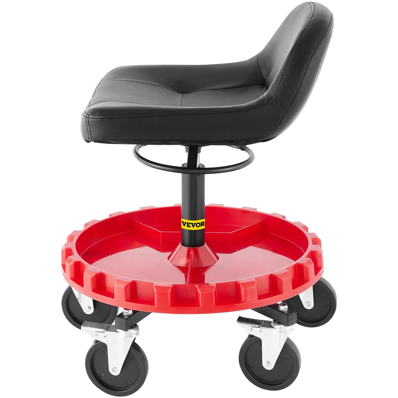 VEVOR Shop Stool, 300 LBS Rolling Garage Stool, 18¡± to 23¡± Adjustable Height Mobile Rolling Gear Seat, round Tray Garage Pneumatic Stool, All-Terrain 5\ Casters with Two Brakes Mechanic Seat