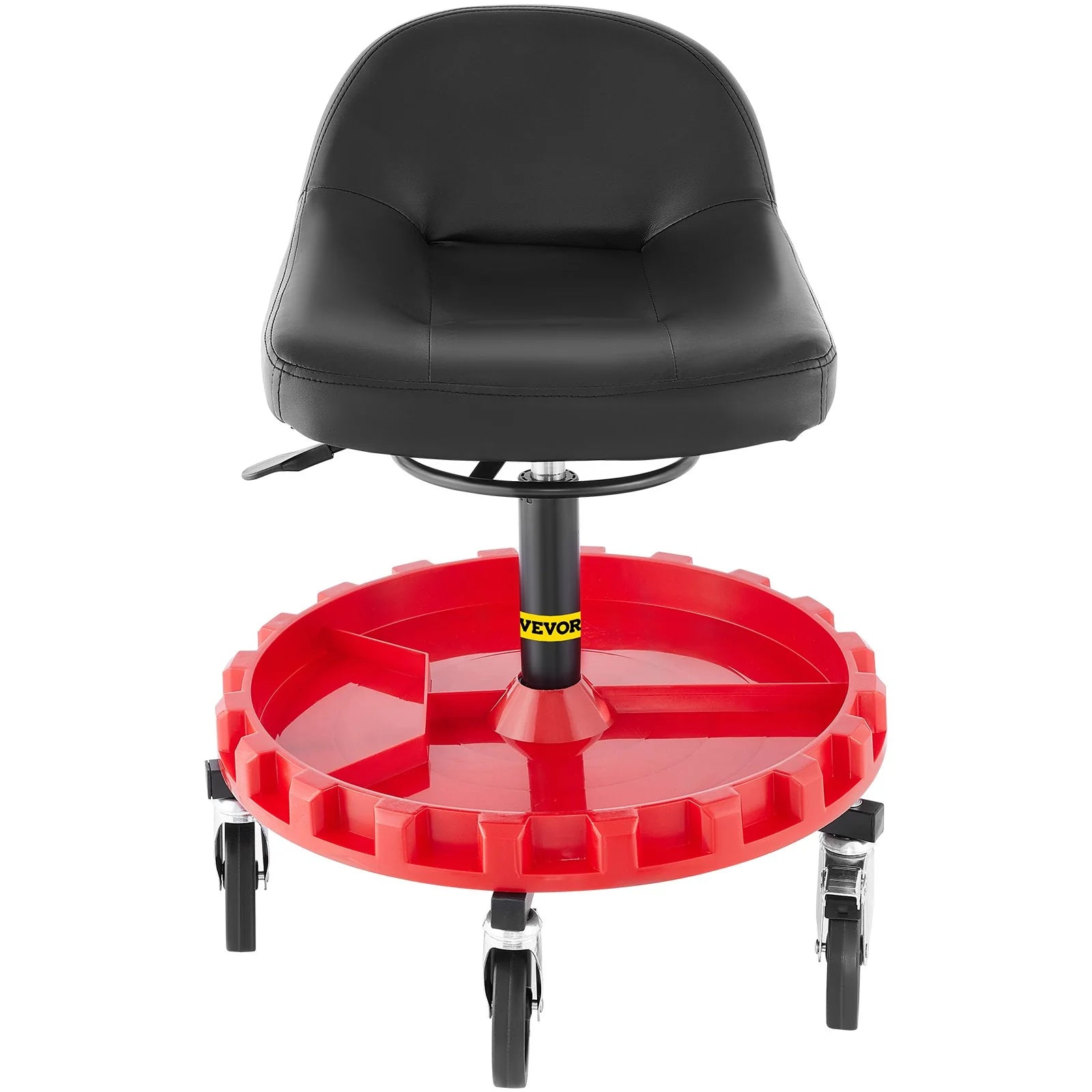 VEVOR Shop Stool, 300 LBS Rolling Garage Stool, 18¡± to 23¡± Adjustable Height Mobile Rolling Gear Seat, round Tray Garage Pneumatic Stool, All-Terrain 5\ Casters with Two Brakes Mechanic Seat